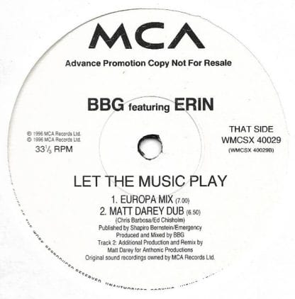 BBG Featuring Erin Lordan - Let The Music Play - Image 6