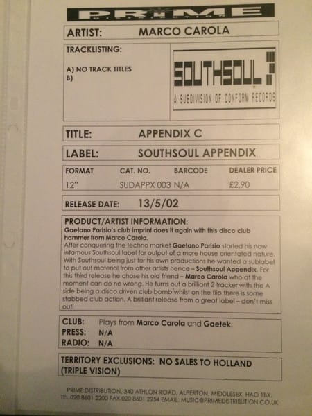 Marco Carola - Appendix C