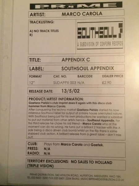 Marco Carola – Appendix C